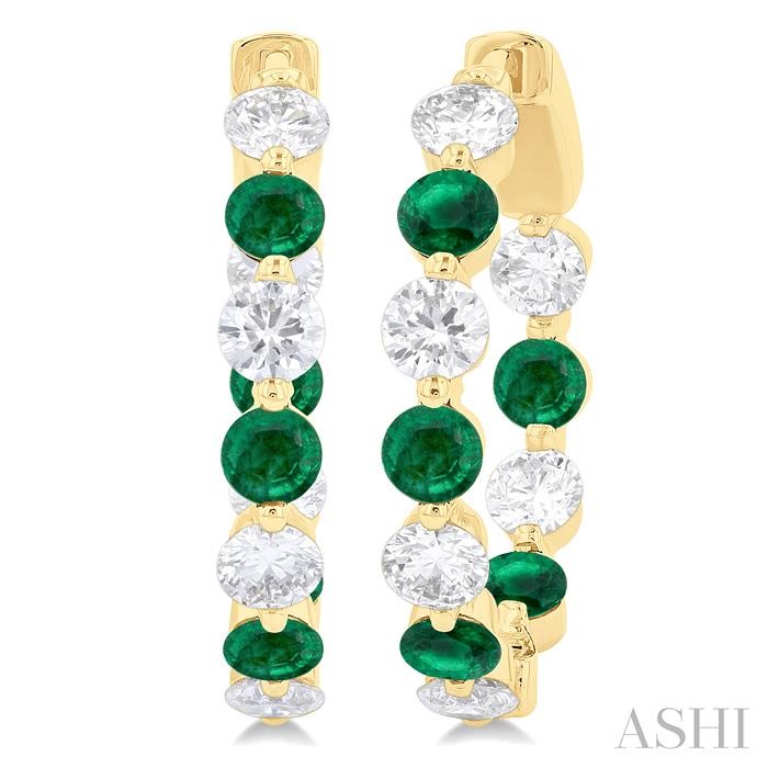 Inside-Out Alternate Gemstone & Diamond Hoop Earrings
