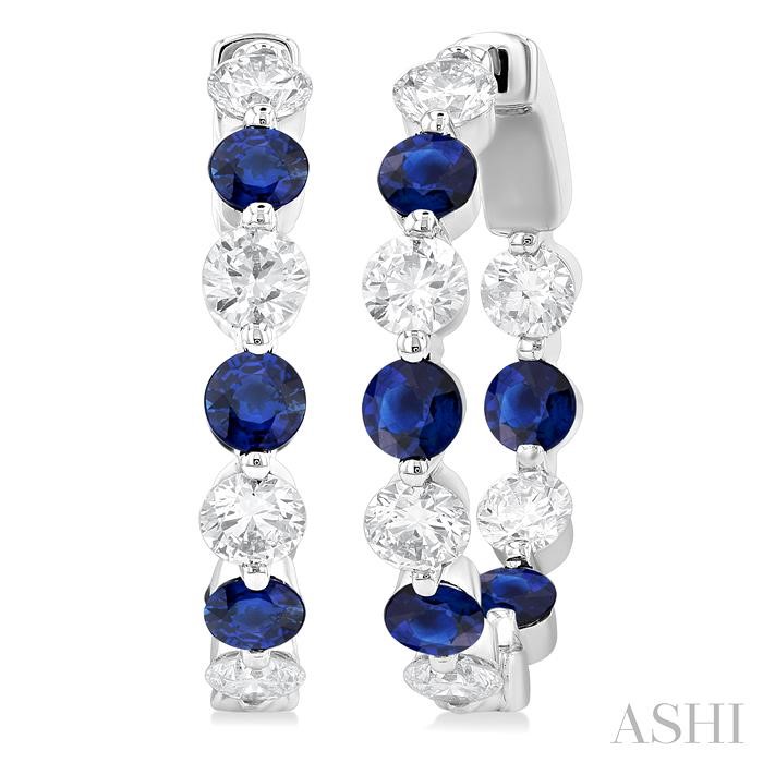Inside-Out Alternate Gemstone & Diamond Hoop Earrings