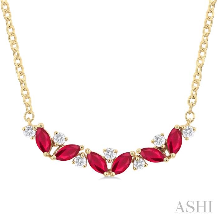 Marquise Shape Gemstone & Diamond Necklace
