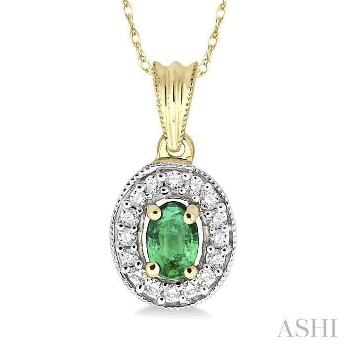 OVAL SHAPE GEMSTONE & DIAMOND PENDANT