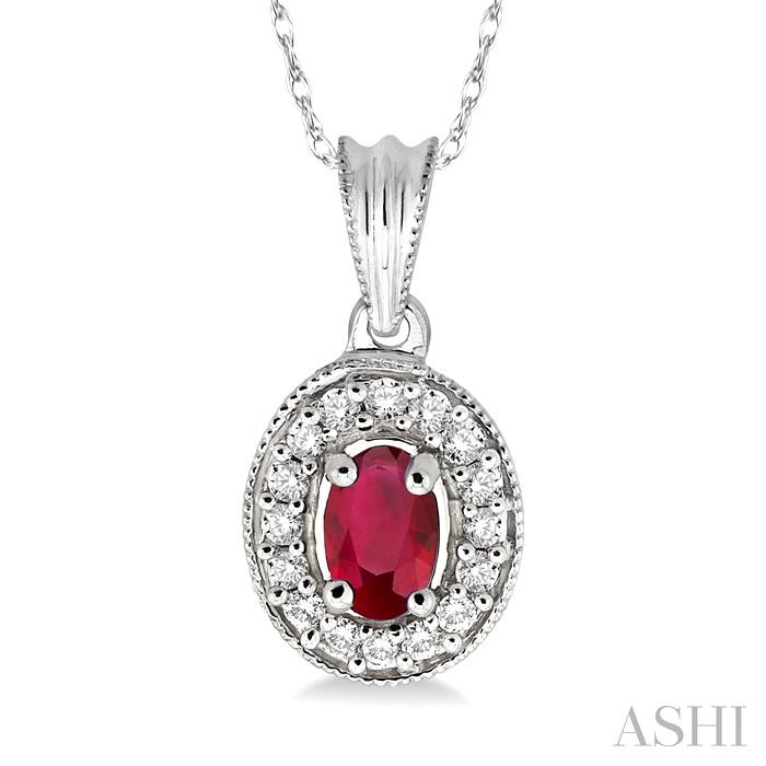 OVAL SHAPE GEMSTONE & HALO DIAMOND PENDANT