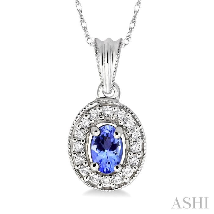 OVAL SHAPE GEMSTONE & HALO DIAMOND PENDANT