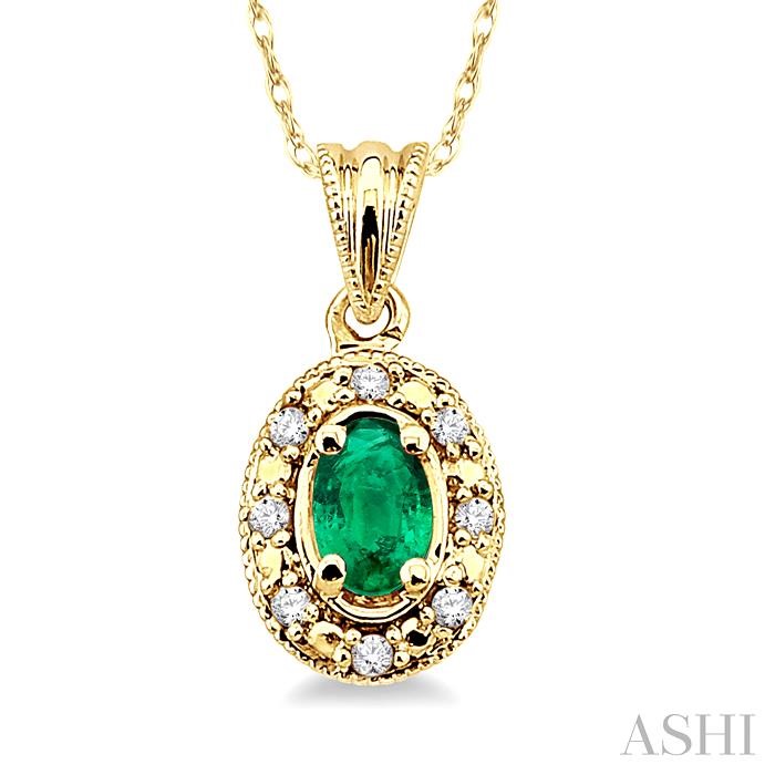 OVAL SHAPE GEMSTONE & DIAMOND PENDANT