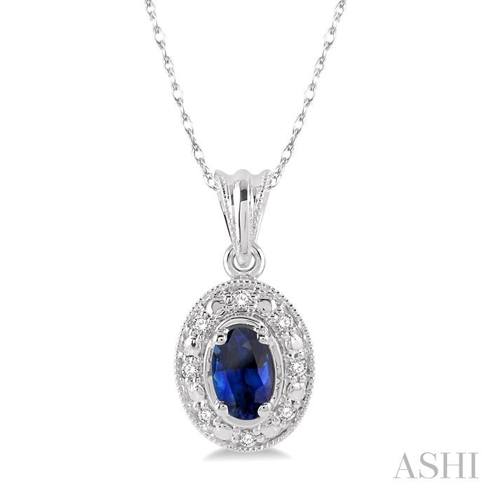 OVAL SHAPE GEMSTONE & DIAMOND PENDANT