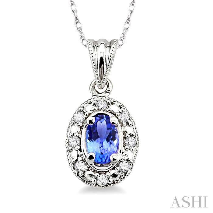 OVAL SHAPE GEMSTONE & HALO DIAMOND PENDANT