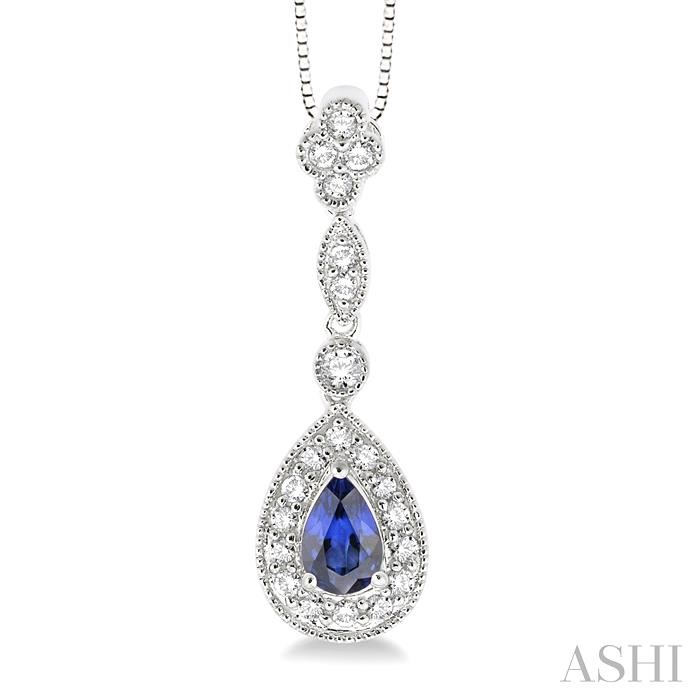 PEAR SHAPE GEMSTONE & HALO DIAMOND PENDANT