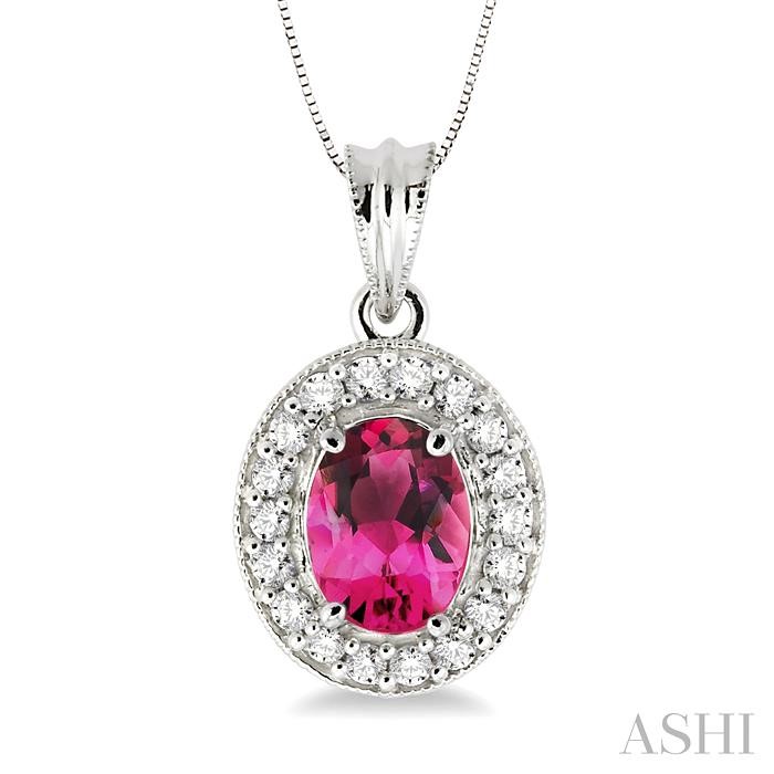 OVAL SHAPE GEMSTONE & HALO DIAMOND PENDANT