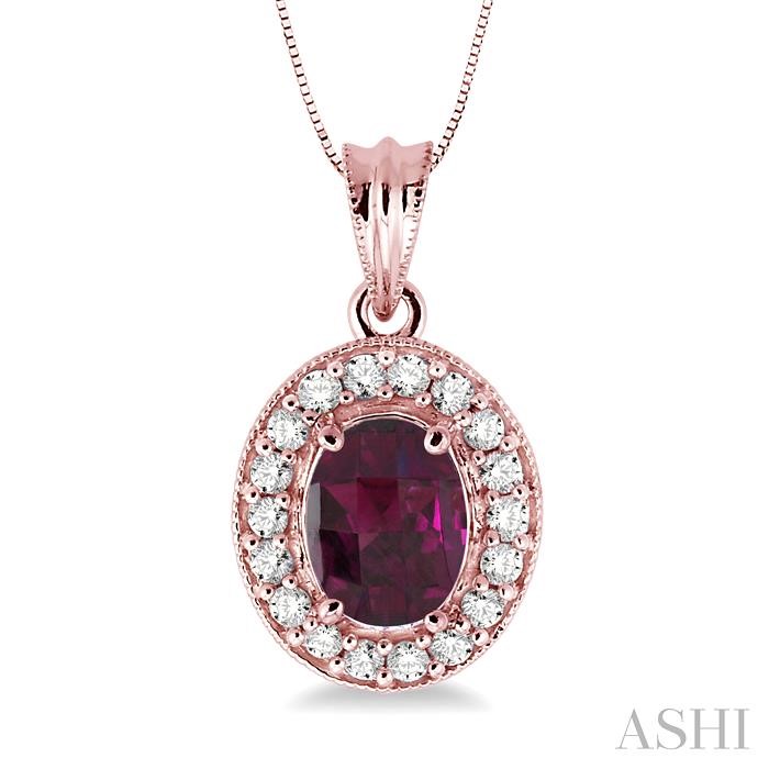 OVAL SHAPE GEMSTONE & HALO DIAMOND PENDANT