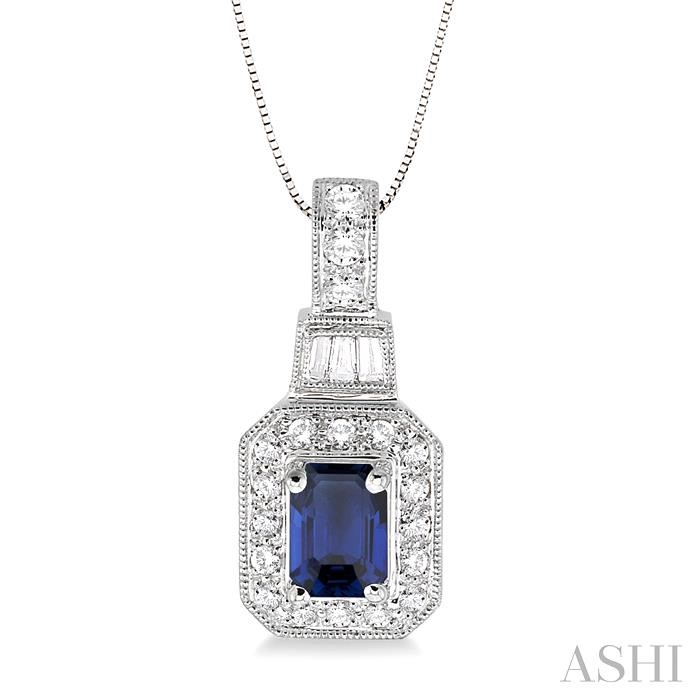 GEMSTONE & HALO DIAMOND PENDANT