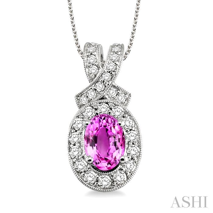 OVAL SHAPE GEMSTONE & HALO DIAMOND PENDANT