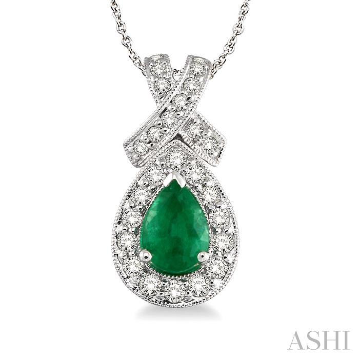 PEAR SHAPE GEMSTONE & HALO DIAMOND PENDANT