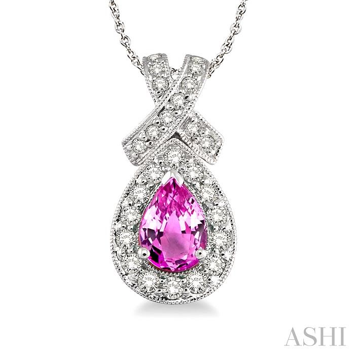 PEAR SHAPE GEMSTONE & DIAMOND PENDANT