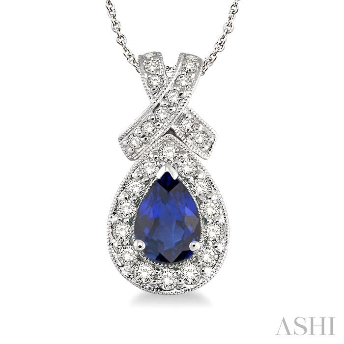 PEAR SHAPE GEMSTONE & HALO DIAMOND PENDANT