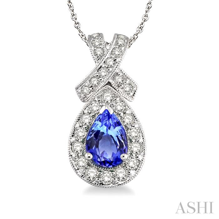 PEAR SHAPE GEMSTONE & HALO DIAMOND PENDANT