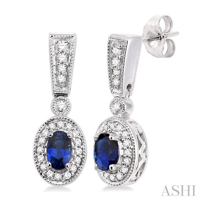 OVAL SHAPE GEMSTONE & HALO DIAMOND EARRINGS