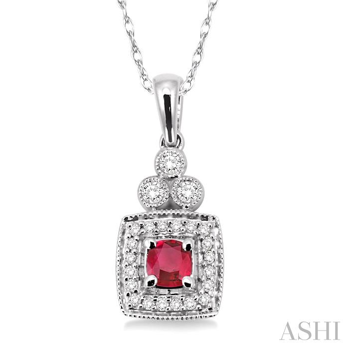 GEMSTONE & HALO DIAMOND PENDANT