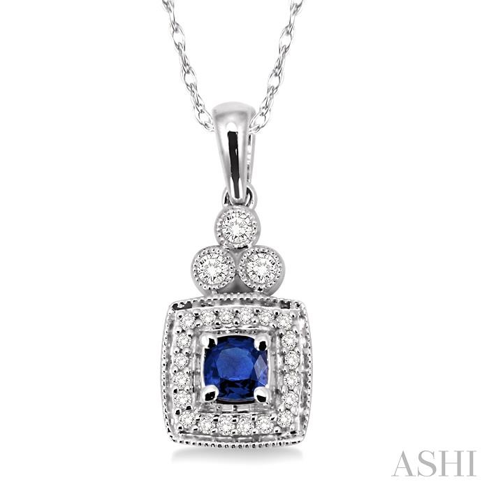 GEMSTONE & HALO DIAMOND PENDANT