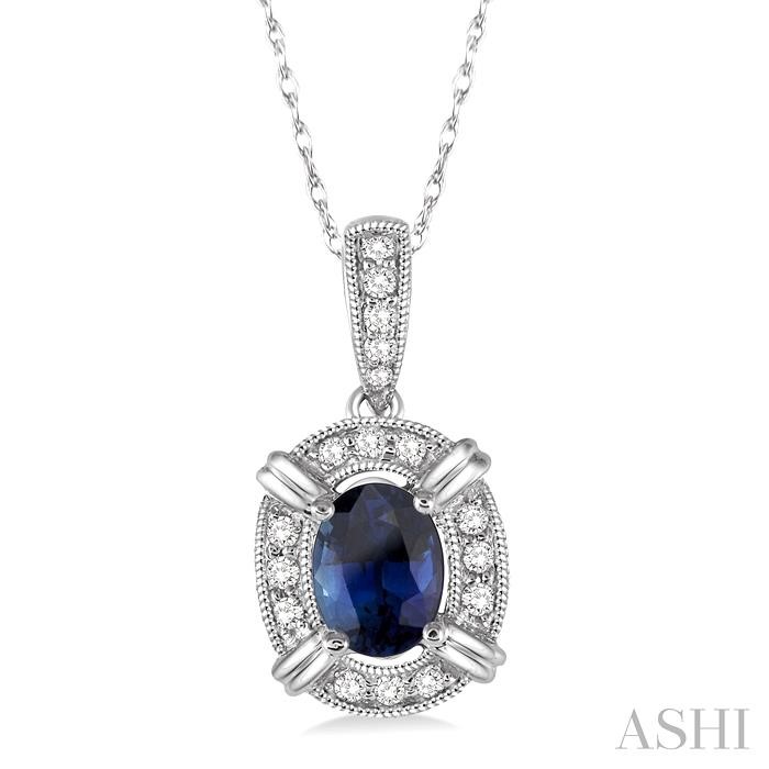 OVAL SHAPE GEMSTONE & HALO DIAMOND PENDANT