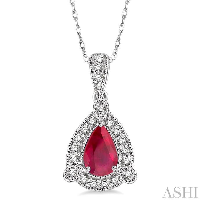 PEAR SHAPE GEMSTONE & DIAMOND PENDANT