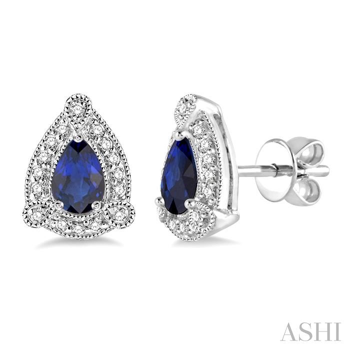 Pear Shape Gemstone & Halo Diamond Earrings