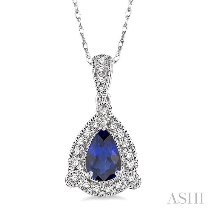 PEAR SHAPE GEMSTONE & HALO DIAMOND PENDANT