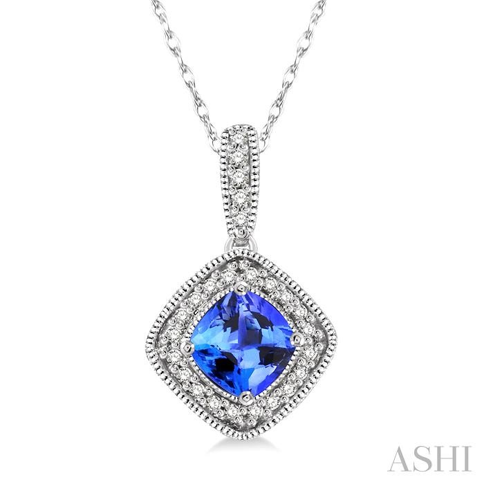 GEMSTONE & HALO DIAMOND PENDANT