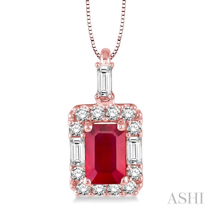Emerald Shape Gemstone & Halo Diamond Pendant