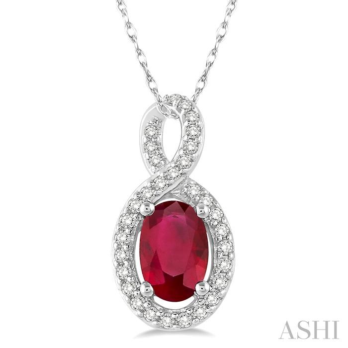 OVAL SHAPE GEMSTONE & HALO DIAMOND PENDANT