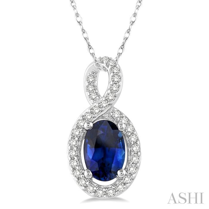 OVAL SHAPE GEMSTONE & HALO DIAMOND PENDANT