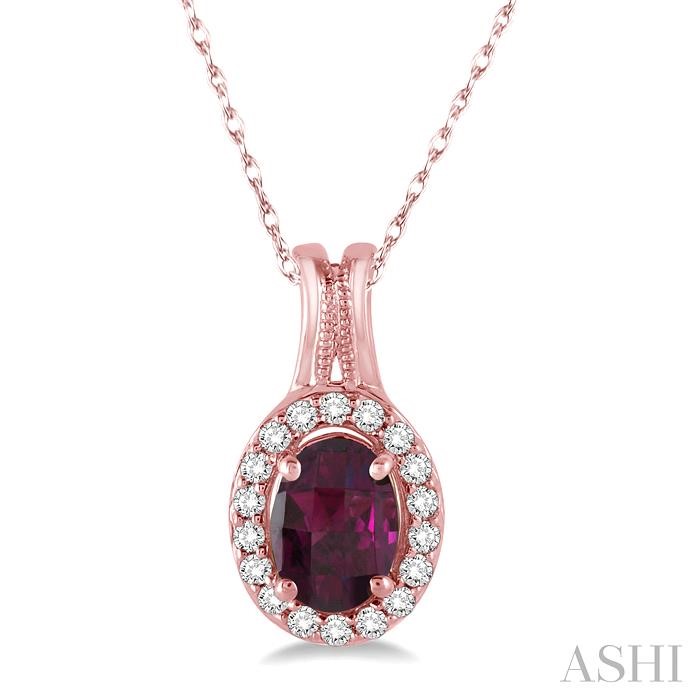 OVAL SHAPE GEMSTONE & HALO DIAMOND PENDANT