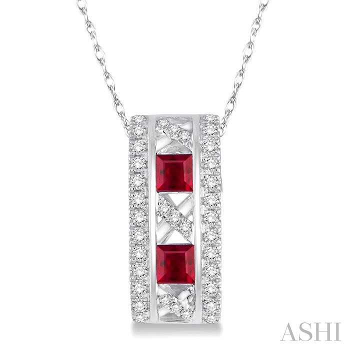 PRINCESS SHAPE GEMSTONE & DIAMOND PENDANT