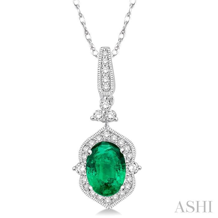 OVAL SHAPE GEMSTONE & HALO DIAMOND PENDANT