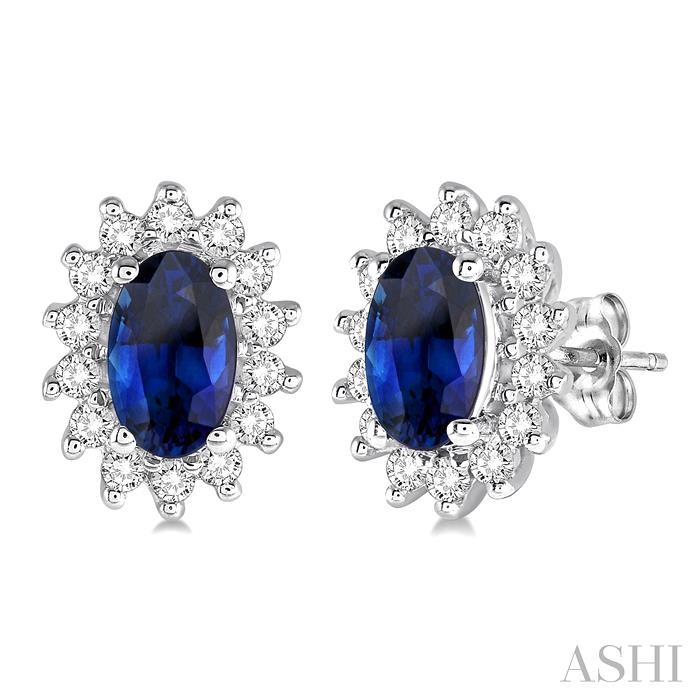 OVAL SHAPE GEMSTONE & HALO DIAMOND EARRINGS