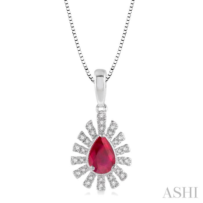 PEAR SHAPE GEMSTONE & DIAMOND PENDANT