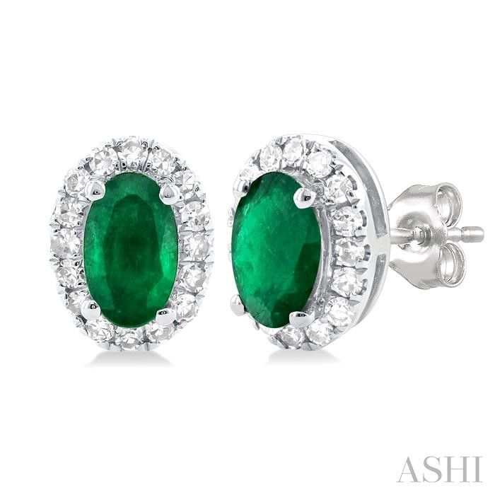 OVAL SHAPE GEMSTONE & HALO DIAMOND EARRINGS