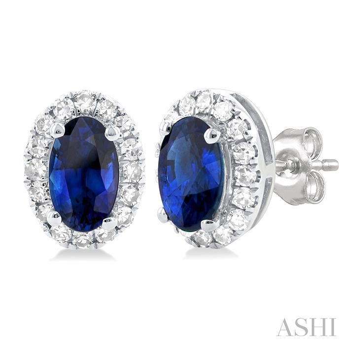 OVAL SHAPE GEMSTONE & HALO DIAMOND EARRINGS