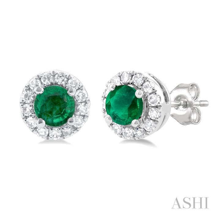 ROUND SHAPE GEMSTONE & HALO DIAMOND EARRINGS