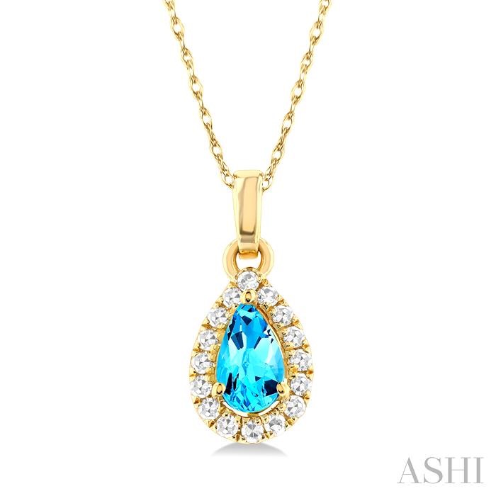 Pear Shape Gemstone & Halo Diamond Pendant