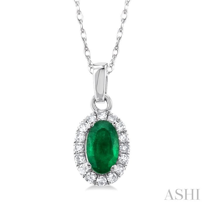 OVAL SHAPE GEMSTONE & HALO DIAMOND PENDANT