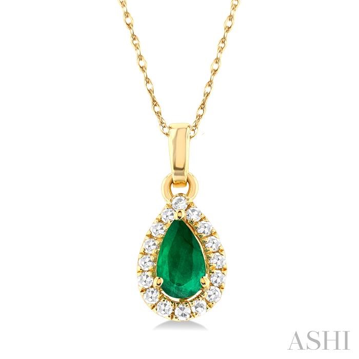 PEAR SHAPE GEMSTONE & HALO DIAMOND PENDANT