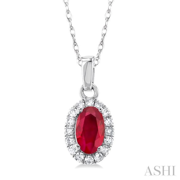 OVAL SHAPE GEMSTONE & HALO DIAMOND PENDANT