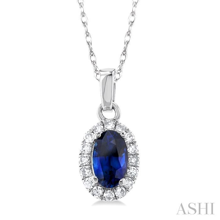 OVAL SHAPE GEMSTONE & HALO DIAMOND PENDANT