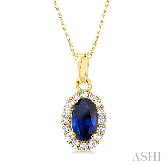 OVAL SHAPE GEMSTONE & HALO DIAMOND PENDANT