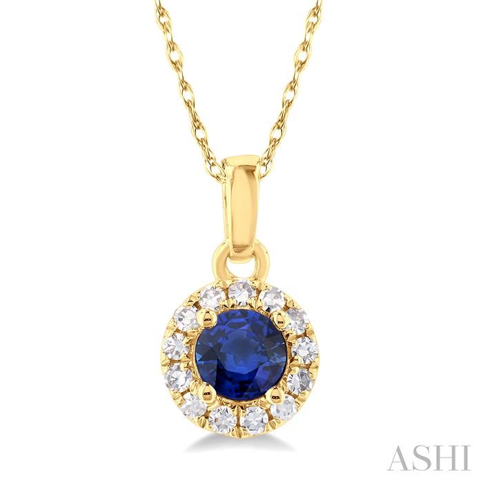 ROUND SHAPE GEMSTONE & HALO DIAMOND PENDANT