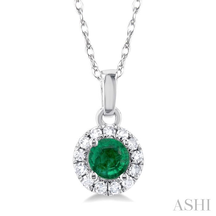 ROUND SHAPE GEMSTONE & HALO DIAMOND PENDANT