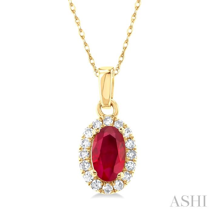 OVAL SHAPE GEMSTONE & HALO DIAMOND PENDANT