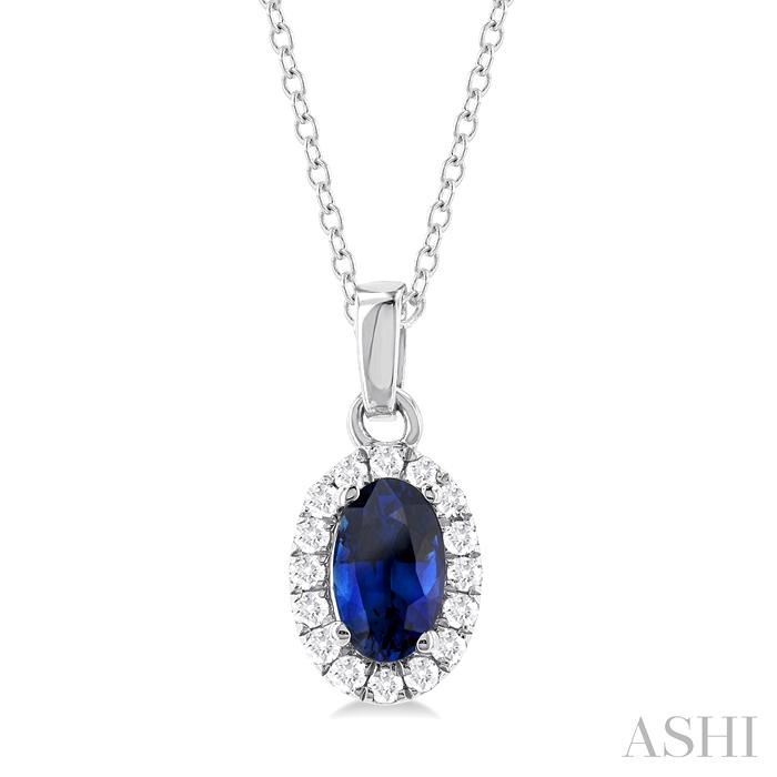 OVAL SHAPE GEMSTONE & HALO DIAMOND PENDANT