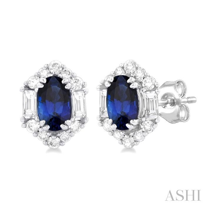 OVAL SHAPE GEMSTONE & HALO DIAMOND EARRINGS