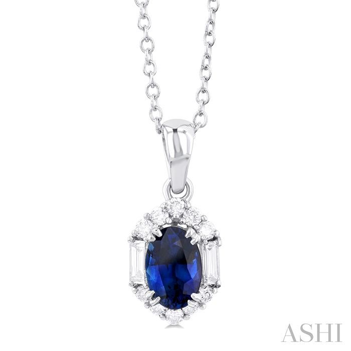 OVAL SHAPE GEMSTONE & HALO DIAMOND PENDANT