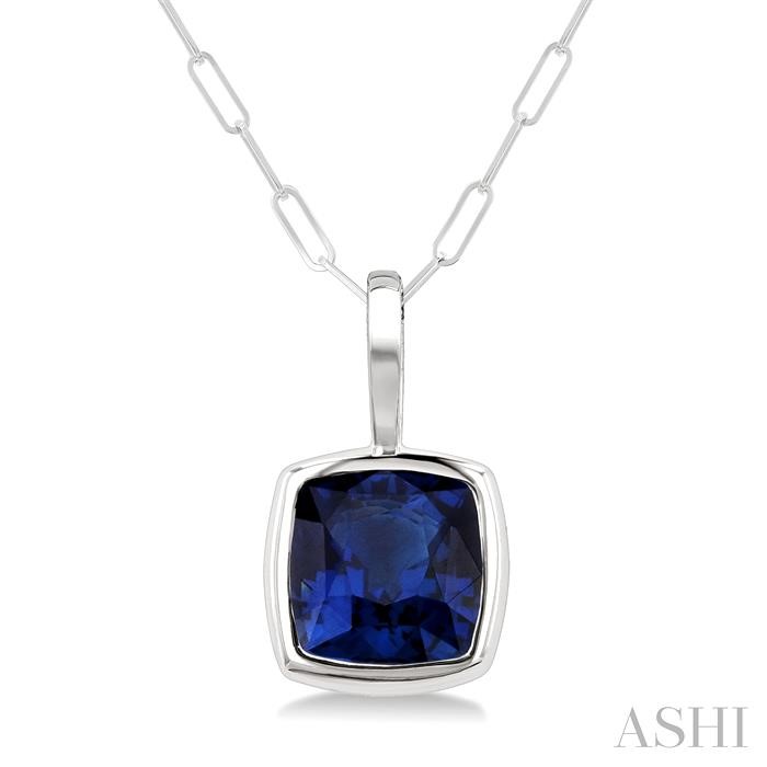 Cushion  Shape Gemstone & Halo Diamond Pendant